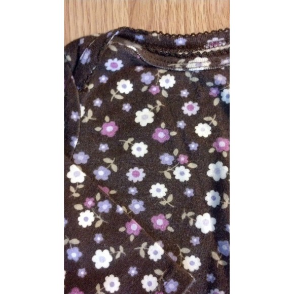 Girl's Size 6-9 M Month 2 Pc Brown Floral L/S Carter's Top & Purple OkieD Pants - Picture 4 of 6